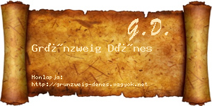 Grünzweig Dénes névjegykártya